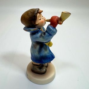 Goebel Hummel Hear Ye Hear Ye Ceramic Boy with Horn, Latern & Staff Figurine